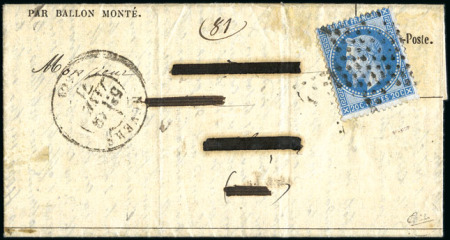 Stamp of France » Guerre de 1870-1871 LETTRE SORTIE DE PARIS PAR PASSEUR