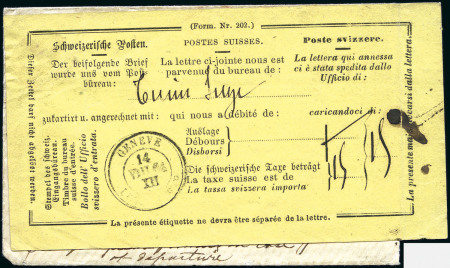 Stamp of Switzerland / Schweiz » Nachportomarken (Auslandsbriefe) GROSSBRITANNIEN - ITALIEN: 1864 Kuvert