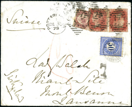Stamp of Switzerland / Schweiz » Nachportomarken (Auslandsbriefe) GROSSBRITANNIEN (IRLAND): 1879 Unterfrankiertes Kuvert