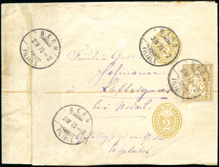 Stamp of Switzerland / Schweiz » Ganzsachen » Streifbänder 1875 2C olivbraun
