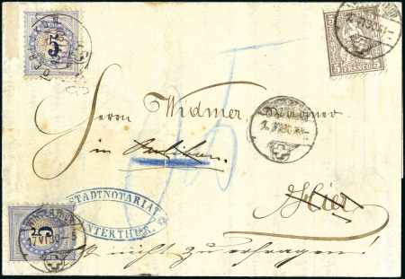 Stamp of Switzerland / Schweiz » Nachportomarken (Inlandsbriefe) 1880 Als forwarder unterfrankierter Lokalbrief