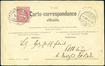 Stamp of Switzerland / Schweiz » Ganzsachen » Postanweisungen - Postkarten 1880 Amtliche, portofreie Postkarte