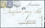 Stamp of Switzerland / Schweiz » Sitzende Helvetia Gezaehnt » Frankaturen 30C ultramarin zusammen mit 30C mattultramarin