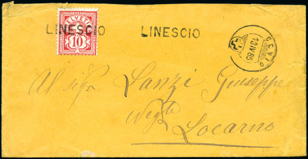 Stamp of Switzerland / Schweiz » Ziffermuster 1882-89 10C rot entwertet mit Einzeiler LINESCIO