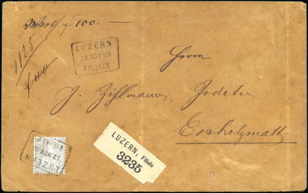 Stamp of Switzerland / Schweiz » Sitzende Helvetia Gezaehnt » Frankaturen 40C grau, weisses Papier, entwertet LUZERN 22 NOV 80