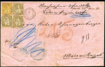 Stamp of Switzerland / Schweiz » Sitzende Helvetia Gezaehnt » Frankaturen 20C orange und 5C braun (3), weisses Papier