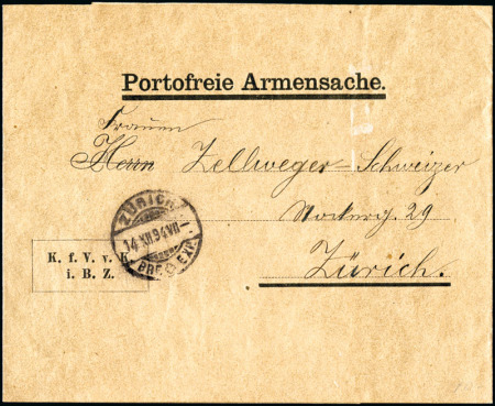 Stamp of Switzerland / Schweiz » Ganzsachen » Streifbänder 1894 Amtliches "Portofreie Armensache" Streifband