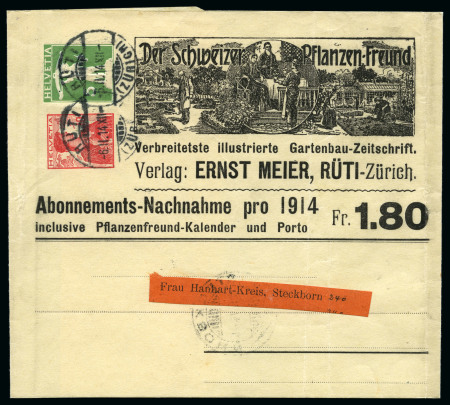 Stamp of Switzerland / Schweiz » Ganzsachen » Streifbänder 1909-25 Privat-Zudruckstreifbänder