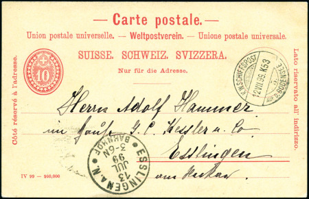 Stamp of Switzerland / Schweiz » Ganzsachen » Postkarten 1892 10C karmin