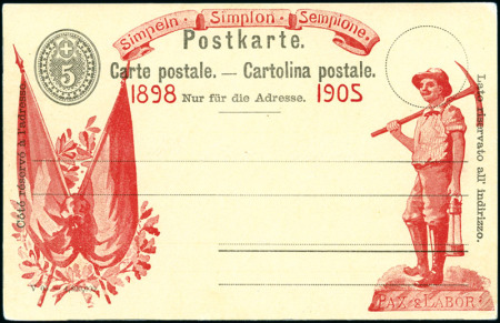 Stamp of Switzerland / Schweiz » Ganzsachen » Postkarten 1905 Einweihung des Simplontunnels