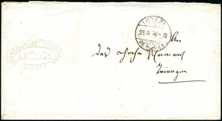 Stamp of Switzerland / Schweiz » Ganzsachen » Postanweisungen - Postkarten 1870 Amtliches Kuvert von Luzern nach Triengen