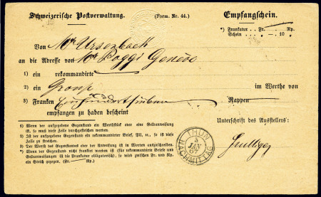 Stamp of Switzerland / Schweiz » Ganzsachen » Postanweisungen - Postkarten 1867 Empfangsschein (Form. Nr. 44)