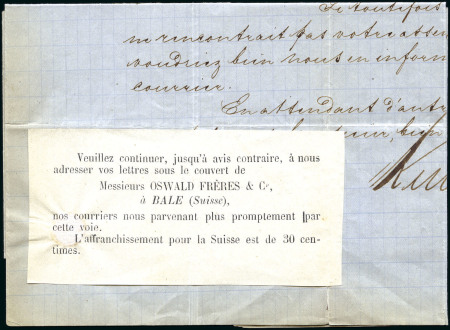 Stamp of Switzerland / Schweiz » Preussisch-Französischer Krieg 1871 (5. Apr.) 30C ultramarin auf Faltbrief