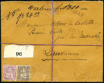 Stamp of Switzerland / Schweiz » Sitzende Helvetia Gezaehnt » Frankaturen 50C lila und 5C braun entwertet BULLE 9 I 80