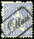 Stamp of Switzerland / Schweiz » Sitzende Helvetia Gezaehnt » Briefmarken 1867-1878 30C ultramarin, entwertet mit Kastenstempel LITTAU