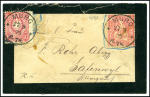 Stamp of Switzerland / Schweiz » Sitzende Helvetia Gezaehnt » Frankaturen ZWEI-LÄNDER MISCHFRANKATUR