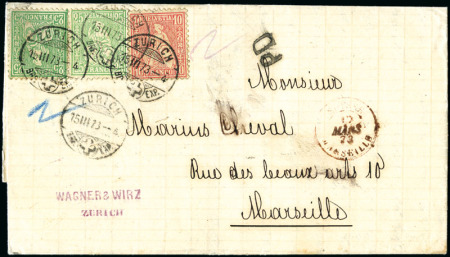 Stamp of Switzerland / Schweiz » Sitzende Helvetia Gezaehnt » Frankaturen 25C grün, zwei Marken