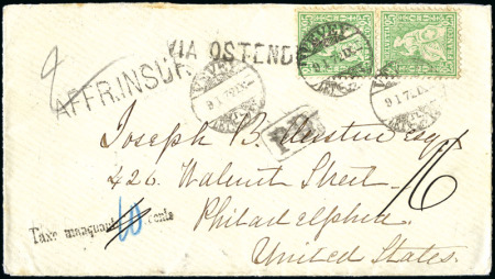 Stamp of Switzerland / Schweiz » Sitzende Helvetia Gezaehnt » Destinationen USA 1872: 25C grün (2)