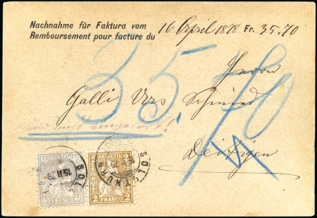 Stamp of Switzerland / Schweiz » Sitzende Helvetia Gezaehnt » Frankaturen 40C grau und 2C oliv, weisses Papier