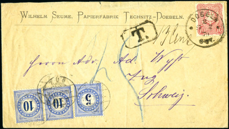Stamp of Switzerland / Schweiz » Nachportomarken (Auslandsbriefe) DEUTSCHES REICH: 1879-84 Unterfrankierter Brief