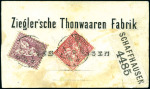 Stamp of Switzerland / Schweiz » Sitzende Helvetia Gezaehnt » Frankaturen 1Fr golden zusammen mit 50C lila und 10C rot