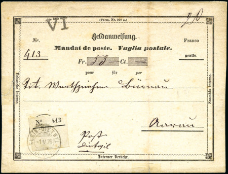 Stamp of Switzerland / Schweiz » Ganzsachen » Postanweisungen - Postkarten 1867-69 Umschlag für den Portofreien Verkehr