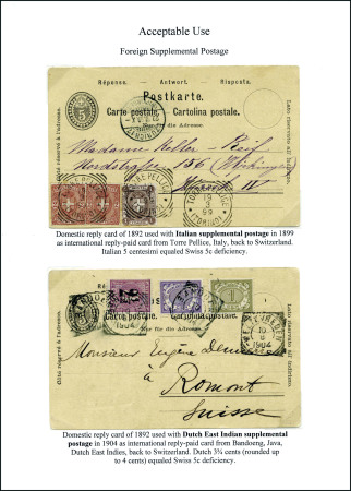 Stamp of Switzerland / Schweiz 1880-1907, GANZSACHEN ANTWORTTEILEN: Kl. Sammlung