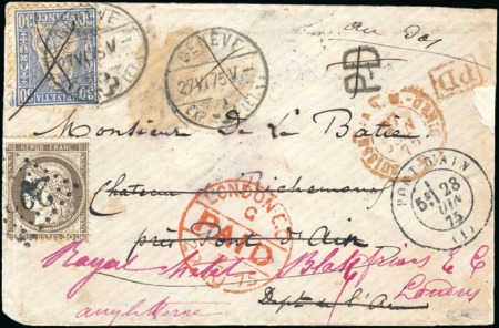 Stamp of Switzerland / Schweiz » Sitzende Helvetia Gezaehnt » Destinationen Redirected Combination Usage with France