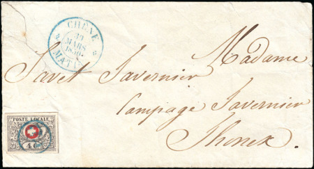 Stamp of Switzerland / Schweiz » "Waadt", "Neuenburg", "Winterthur" Waadt 4C (21. Marke des Bogens) entwertet mit blauem PD