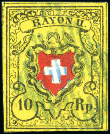 Stamp of Switzerland / Schweiz » Rayonmarken » Rayon II, gelb, ohne Kreuzeinfassung (STEIN B) Drei Stein B Marken, Typen 4, 6, und 24