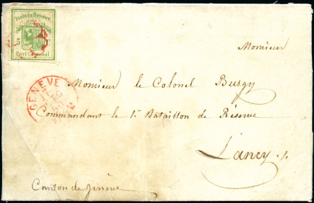 Stamp of Switzerland / Schweiz » Kantonalmarken » Genf Genfer Ausschnitt mit roter Rosette AW Nr. 3