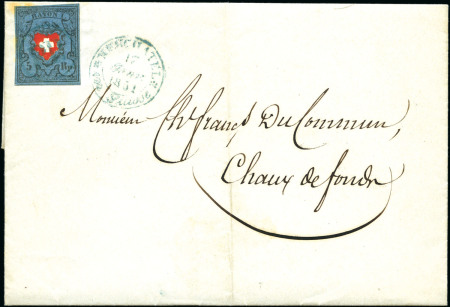 Stamp of Switzerland / Schweiz » Rayonmarken » Rayon I, dunkelblau ohne Kreuzeinfassung Type 37 mit blauem P.P.
