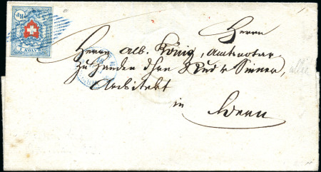 Stamp of Switzerland / Schweiz » Rayonmarken » Rayon I, hellblau, ohne KE (STEIN U) Type 28 U/LO entwertet mit blauer Raute auf Ortsfaltbrief