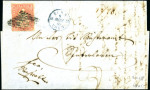 Stamp of Switzerland / Schweiz » Sitzende Helvetia Ungezähnt » Münchner Druck, 1. Auflage 15Rp mattrosa entwertet Raute auf Faltbrief