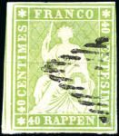Stamp of Switzerland / Schweiz » Sitzende Helvetia Ungezähnt » Münchner Druck, 2. Auflage Zusammenstellung verschiedener Nuancen