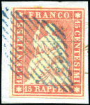 Stamp of Switzerland / Schweiz » Sitzende Helvetia Ungezähnt » Münchner Druck, 2. Auflage Zusammenstellung verschiedener Nuancen