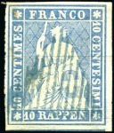 Stamp of Switzerland / Schweiz » Sitzende Helvetia Ungezähnt » Münchner Druck, 2. Auflage Zusammenstellung verschiedener Nuancen