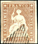 Stamp of Switzerland / Schweiz » Sitzende Helvetia Ungezähnt » Münchner Druck, 2. Auflage Zusammenstellung verschiedener Nuancen
