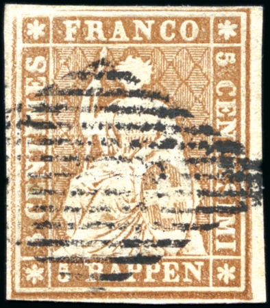 Stamp of Switzerland / Schweiz » Sitzende Helvetia Ungezähnt » 1856-57 Berner Druck (II) Zusammenstellung verschiedener Nuancen des Berner Druck