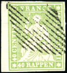 Stamp of Switzerland / Schweiz » Sitzende Helvetia Ungezähnt » 1856-57 Berner Druck (II) Zusammenstellung verschiedener Nuancen des Berner Druck