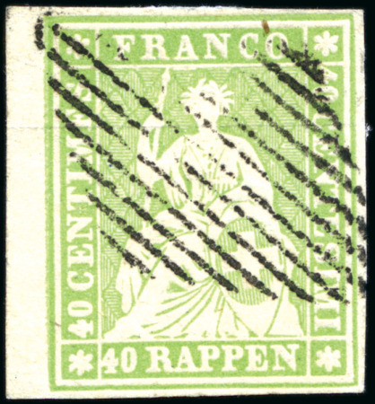 Stamp of Switzerland / Schweiz » Sitzende Helvetia Ungezähnt » 1856-57 Berner Druck (II) Zusammenstellung verschiedener Nuancen des Berner Druck