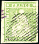 Stamp of Switzerland / Schweiz » Sitzende Helvetia Ungezähnt » 1856-57 Berner Druck (II) Zusammenstellung verschiedener Nuancen des Berner Druck