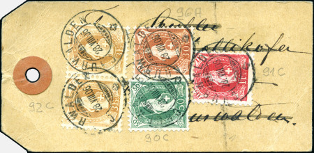 Stamp of Switzerland / Schweiz » Stehende Helvetia 1907 3Fr hellbraun, weisses Papier