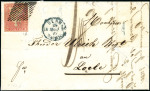 Stamp of Switzerland / Schweiz » Sitzende Helvetia Ungezähnt » Münchner Druck, 1. Auflage 15Rp karminrosa entwertet Raute
