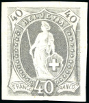 Stamp of Switzerland / Schweiz » Stehende Helvetia Farbprobe mit Kontrollzeichen und in Originalfarbe