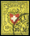 Stamp of Switzerland / Schweiz 1850-52, Kl. Auswahl Rayonmarken in Top-qualität