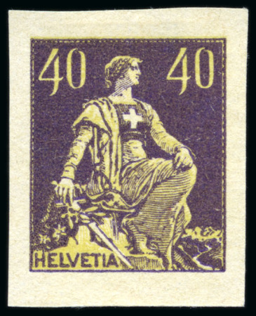 Stamp of Switzerland / Schweiz 1908 Helvetia mit Schwert 40C Essai