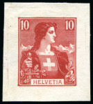 Stamp of Switzerland / Schweiz 1907 Helvetia Brustbild I, sechs versch. Probedrucke