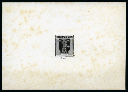 Stamp of Switzerland / Schweiz 1907 Tellknabe im Rahmen, Urprobe von Maler