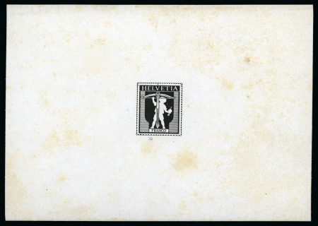 Stamp of Switzerland / Schweiz 1907 Tellknabe im Rahmen, Urprobe von Maler
